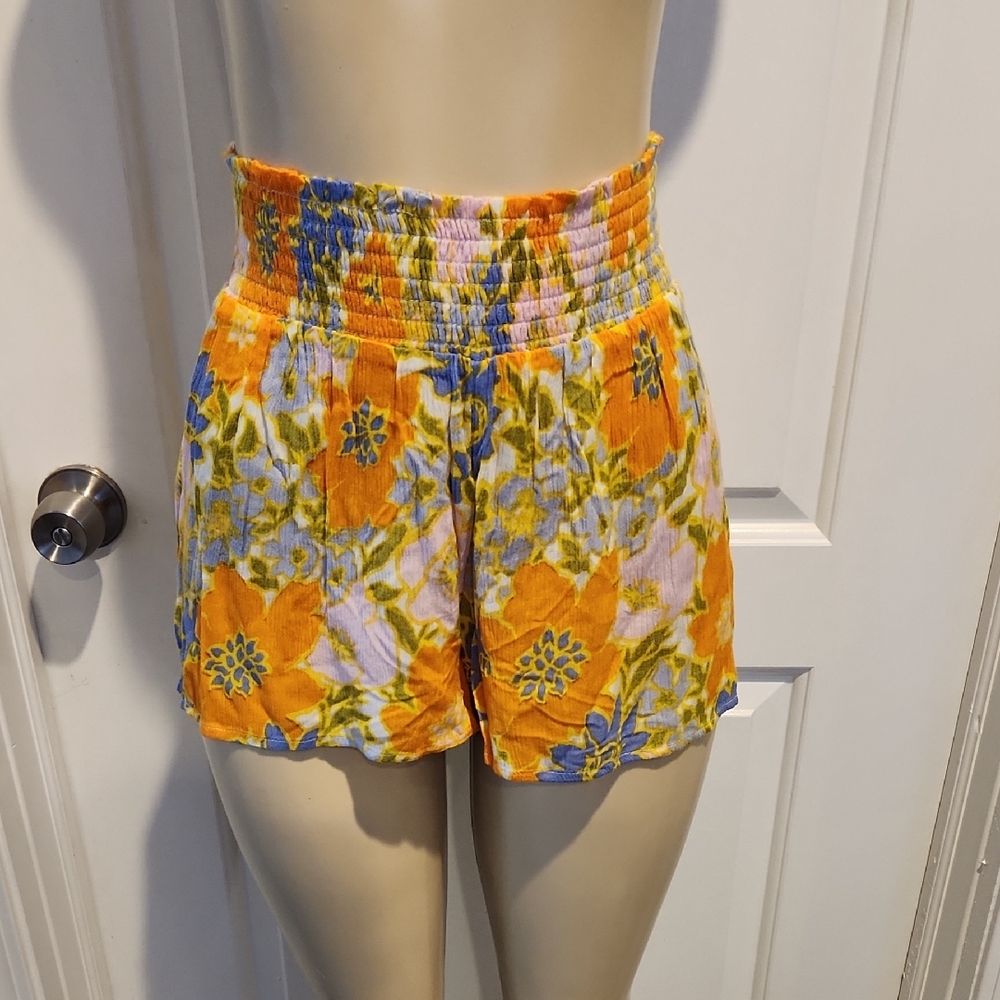 Urban Outfitters High Waist Orange Yellow Floral Shorts
